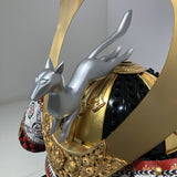 【O-003-K】Red thread laced large plate ō-yoroi armor (helmet only)：赤糸威本大札大鎧（兜のみ）