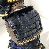 【O-046】Navy Blue Thread Laced Rusted Iron Dome Riveted Two-Piece Cuirass Armor：紺糸威鉄錆笠鋲二枚胴具足
