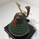 【O-019-K】Ancient yomogi thread laced small plate two-piece cuirass armor (helmet only)：古代蓬糸威小札二枚胴（兜のみ）