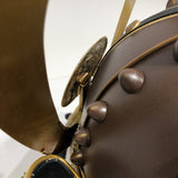 【O-046-K】Deep navy blue thread laced rusted iron umbrella riveted two-piece cuirass armor (helmet only)：紺糸威鉄錆笠鋲二枚胴具足（兜のみ）