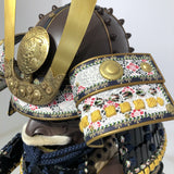 【O-046】Navy Blue Thread Laced Rusted Iron Dome Riveted Two-Piece Cuirass Armor：紺糸威鉄錆笠鋲二枚胴具足