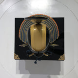 【O-032-K】Deep navy blue thread laced chest-guard two-piece cuirass armor (helmet only)：紺糸威胸取二枚胴具足（兜のみ）
