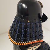 【O-050】Navy Blue Thread Laced Black Matte Riveted Two-Piece Cuirass Armor (Zunari-style Helmet)：紺糸威黒艶消鋲綴二枚胴具足（頭形兜）