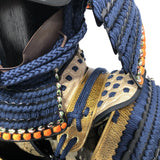【O-029】Dark Navy Blue Thread Laced Gold Kara Two-Piece Cuirass Armor：濃紺糸威金唐二枚胴具足