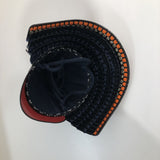 【O-029-K】Deep navy blue thread laced gold karakusa two-piece cuirass armor (helmet only)：濃紺糸威金唐二枚胴具足（兜のみ）