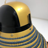 【O-032-K】Deep navy blue thread laced chest-guard two-piece cuirass armor (helmet only)：紺糸威胸取二枚胴具足（兜のみ）