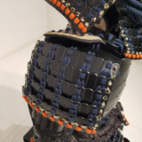【O-050】Navy Blue Thread Laced Black Matte Riveted Two-Piece Cuirass Armor (Zunari-style Helmet)：紺糸威黒艶消鋲綴二枚胴具足（頭形兜）