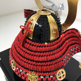 【O-003-K】Red thread laced large plate ō-yoroi armor (helmet only)：赤糸威本大札大鎧（兜のみ）