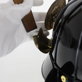 【O-058-K】Dark blue thread laced black barrel shoulder guards two-piece cuirass armor with a helmet featuring a kuwagata (horn-shaped crest) (helmet only)：紺糸威黒桶側二枚胴具足（鍬形）（兜のみ）