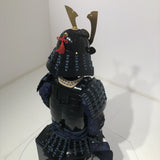 【O-058】Navy Blue Thread Laced Black Okegawa Two-Piece Cuirass Armor with Kuwagata Crest：紺糸威黒桶側二枚胴具足（鍬形）