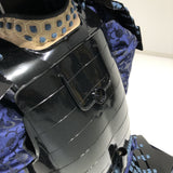 【O-063】Dark Blue Thread Laced Black Barrel Shoulder Guards Two-Piece Cuirass Armor：紺糸威黒桶側二枚胴具足
