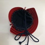 【O-061-K】Deep navy blue thread laced red barrel shoulder guards two-piece cuirass armor (helmet only)：濃紺糸威赤桶側二枚胴具足（兜のみ）
