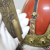 【O-038-K】Red thread laced large-sleeved red two-piece cuirass armor (helmet only)：赤糸威大袖赤二枚胴具足（兜のみ）