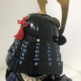 【O-058】Navy Blue Thread Laced Black Okegawa Two-Piece Cuirass Armor with Kuwagata Crest：紺糸威黒桶側二枚胴具足（鍬形）