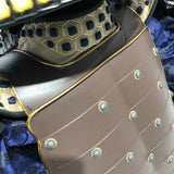 【O-046】Navy Blue Thread Laced Rusted Iron Dome Riveted Two-Piece Cuirass Armor：紺糸威鉄錆笠鋲二枚胴具足