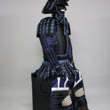 【O-063】Dark Blue Thread Laced Black Barrel Shoulder Guards Two-Piece Cuirass Armor：紺糸威黒桶側二枚胴具足