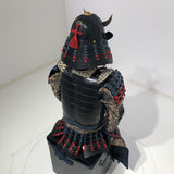 【O-055】Navy and red thread laced chest-fastened black barrel shoulder guards two-piece cuirass armor with twelve-plated helmet (hand-painted traditional lacquer finish)：紺赤糸威胸取黒桶側二枚胴具足・十二間兜（手時代塗）