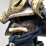 【O-046】Navy Blue Thread Laced Rusted Iron Dome Riveted Two-Piece Cuirass Armor：紺糸威鉄錆笠鋲二枚胴具足