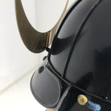 【O-055】Navy and red thread laced chest-fastened black barrel shoulder guards two-piece cuirass armor with twelve-plated helmet (hand-painted traditional lacquer finish)：紺赤糸威胸取黒桶側二枚胴具足・十二間兜（手時代塗）