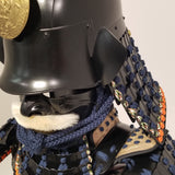 【O-050】Navy Blue Thread Laced Black Matte Riveted Two-Piece Cuirass Armor (Zunari-style Helmet)：紺糸威黒艶消鋲綴二枚胴具足（頭形兜）
