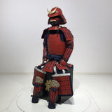 【O-062】Two-Piece Armor with Red Barrel Shoulder Guards, Deep Navy Blue Lacing, and Hand-Painted Lacquer Finish：濃紺糸威赤桶側二枚胴具足（手時代塗）