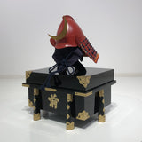 【O-079-K】Deep navy blue thread laced matte red riveted two-piece cuirass armor (peach-shaped helmet) (helmet only)：濃紺糸威赤艶消鋲綴二枚胴具足（桃形兜)（兜のみ）