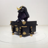 【O-065-1-K】Deep navy blue thread laced black barrel shoulder guards two-piece cuirass armor (helmet only)：濃紺糸威黒桶側二枚胴具足（兜のみ）