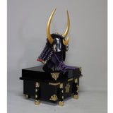 【O-040-K】Purple thread laced flat corner side crest two-piece cuirass armor (helmet only)：紫糸威平角脇立ニ枚胴具足（兜のみ）