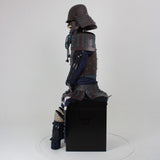 【O-053】Dark blue thread laced iron rusted riveted two-piece cuirass armor with head-shaped helmet：紺糸威鉄錆笠鋲二枚胴具足（頭形兜）