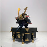 【O-037-K】Dark blue thread laced large-sleeved black two-piece cuirass armor (helmet only)：紺糸威大袖黒二枚胴具足（兜のみ）