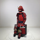 【O-061】Deep navy blue thread laced red barrel shoulder guards two-piece cuirass armor：濃紺糸威赤桶側二枚胴具足