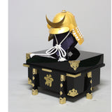 【O-073-K】White thread laced gold-lacquered barrel shoulder guards two-piece cuirass armor (helmet only)：白糸威金塗桶側二枚胴具足（兜のみ）