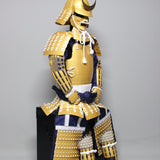【O-073】White thread laced gold lacquered barrel shoulder guards two-piece cuirass armor：白糸威金塗桶側二枚胴具足