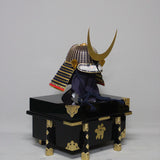 【O-020-K】Deep navy blue thread laced sewn extended two-piece cuirass armor (helmet only)：紺糸縫延二枚胴（兜のみ）