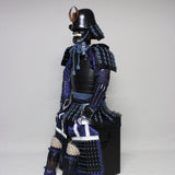 【O-066】Dark blue thread laced riveted head-shaped two-piece cuirass armor with matte lacquer finish：紺糸威鋲綴頭形二枚胴具足（艶消塗）
