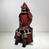 【O-079】Deep navy blue thread laced red matte riveted two-piece cuirass armor with peach-shaped helmet：濃紺糸威赤艶消鋲綴二枚胴具足（桃形兜)
