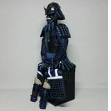 【O-064】Dark Navy Blue Thread Laced Black Barrel Side Two-Piece Cuirass Armor (Handcrafted Matte Lacquer Finish)：紺糸威黒桶側二枚胴具足（手時代塗）