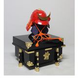 【O-060-K】Scarlet thread laced red barrel shoulder guards two-piece cuirass armor (helmet only)：緋糸威赤桶側二枚胴具足（兜のみ）