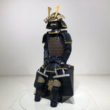 【O-046】Navy Blue Thread Laced Rusted Iron Dome Riveted Two-Piece Cuirass Armor：紺糸威鉄錆笠鋲二枚胴具足