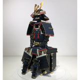 【O-013】Dark Navy Blue Thread Laced Fur-Trimmed Two-Piece Cuirass Armor (Matte Finish)：紺糸威毛引二枚胴具足（艶消塗）