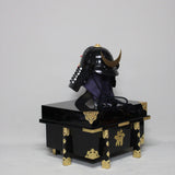 【O-057-K】Black and white thread laced black barrel shoulder guards two-piece cuirass armor (helmet only)：黒白糸威黒桶側二枚胴具足（兜のみ）