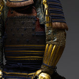 【O-020】Navy Blue Thread Laced Sewn-Extended Two-Piece Cuirass Armor：紺糸縫延二枚胴具足
