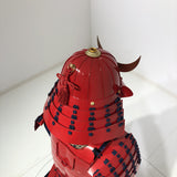 【O-061】Deep navy blue thread laced red barrel shoulder guards two-piece cuirass armor：濃紺糸威赤桶側二枚胴具足