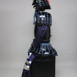 【O-063】Dark Blue Thread Laced Black Barrel Shoulder Guards Two-Piece Cuirass Armor：紺糸威黒桶側二枚胴具足