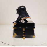 【O-050-K】Navy Blue Thread Laced Black Matte Finish Riveted Two-piece Dou Armor (Atamagata) (Helmet Only)：紺糸威黒艶消鋲綴二枚胴具足（頭形）（兜のみ）