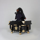 【O-052-K】Navy Blue Thread Laced Black Matte Finish Riveted Two-piece Dou Armor (Shiigata) (Helmet Only)：紺糸威黒艶消鋲綴二枚胴具足（椎形）（兜のみ）