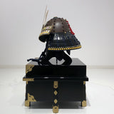 【O-046-K】Deep navy blue thread laced rusted iron umbrella riveted two-piece cuirass armor (helmet only)：紺糸威鉄錆笠鋲二枚胴具足（兜のみ）