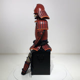 【O-079】Deep navy blue thread laced red matte riveted two-piece cuirass armor with peach-shaped helmet：濃紺糸威赤艶消鋲綴二枚胴具足（桃形兜)