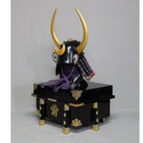 【O-040-K】Purple thread laced flat corner side crest two-piece cuirass armor (helmet only)：紫糸威平角脇立ニ枚胴具足（兜のみ）