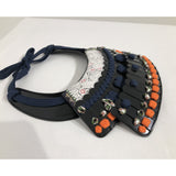 [N-004] Dark Blue Silk-Laced Throat Guard